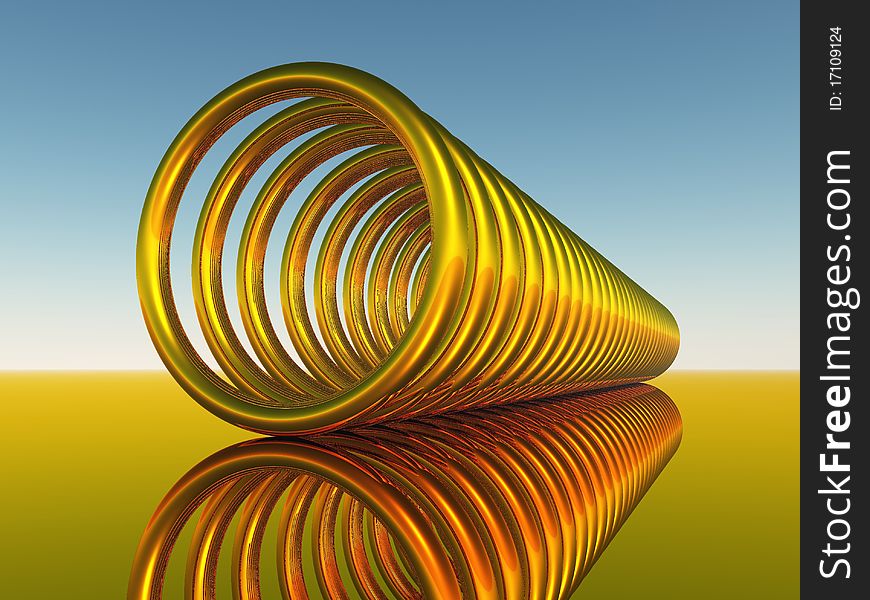 Rendered 3d gold rings with reflection