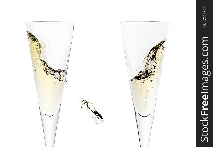 Two glass of champagne isolated. Two glass of champagne isolated