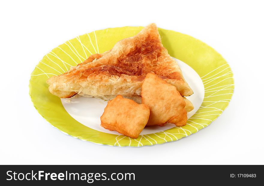 Baked dough for a plate isolated on a white background