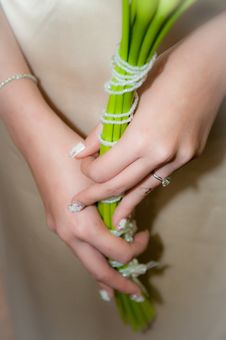 Bride Holding Lily Royalty Free Stock Photo