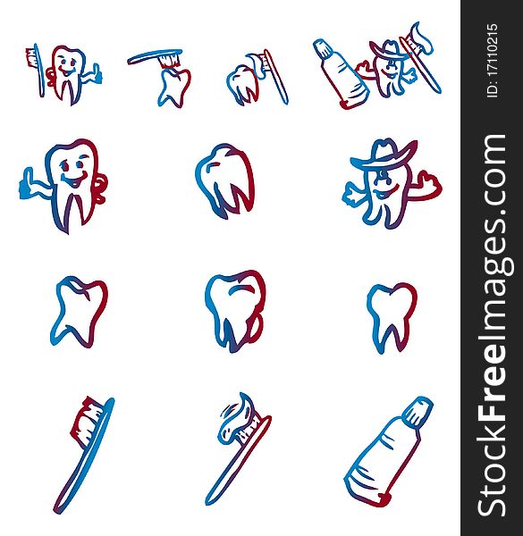 Set of abstract teeth symbol