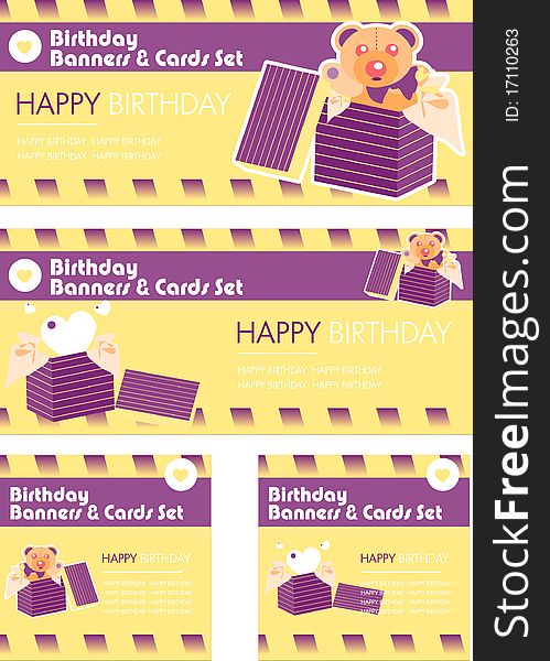 Birthday banners cards tags