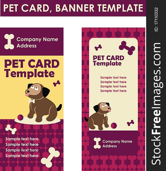 Bone and Paw card web banner template. Bone and Paw card web banner template
