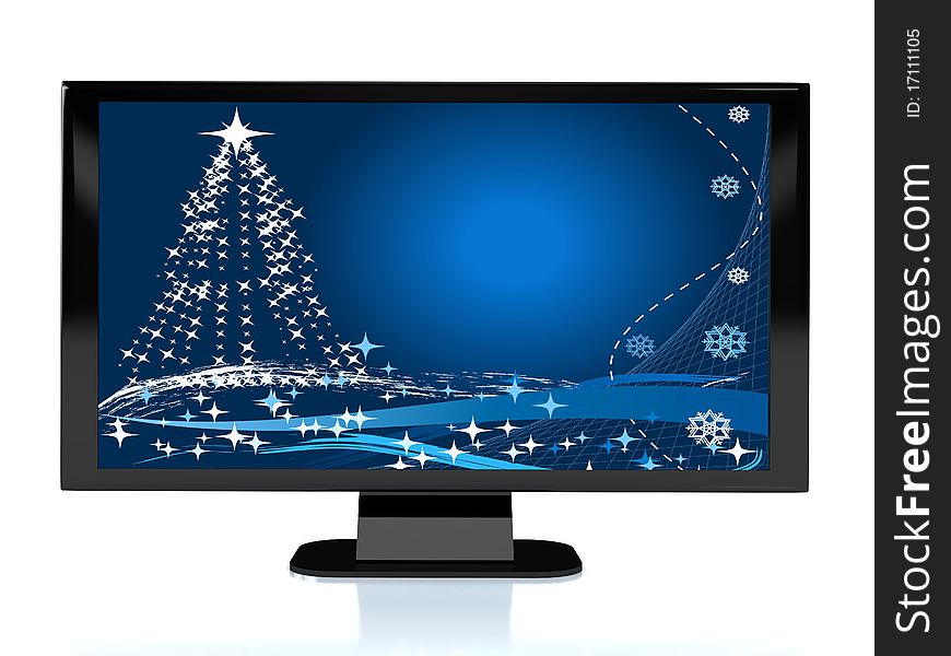 3d Rendered TV With Cristmas Image