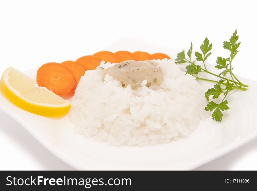 Cooked rice with vegetables and spices. Cooked rice with vegetables and spices
