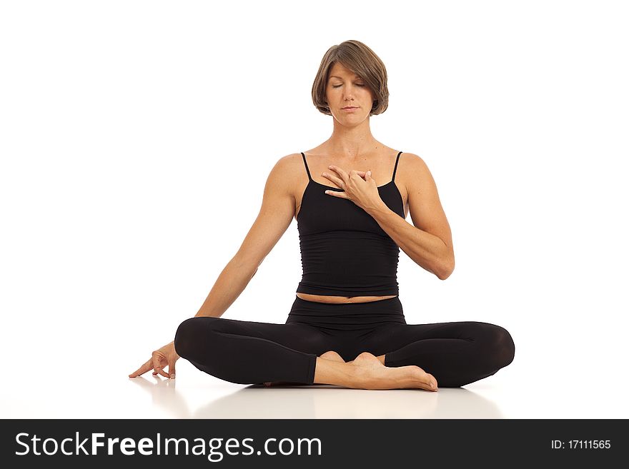 Young woman doing yoga Namaste Hands Pose