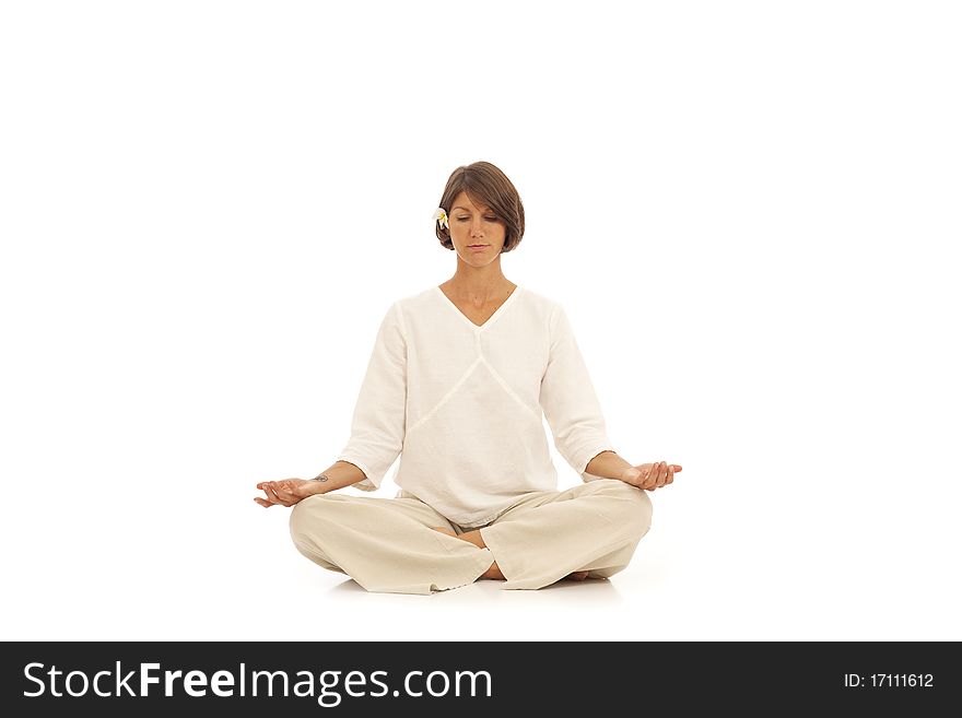 Young woman doing yoga exercises