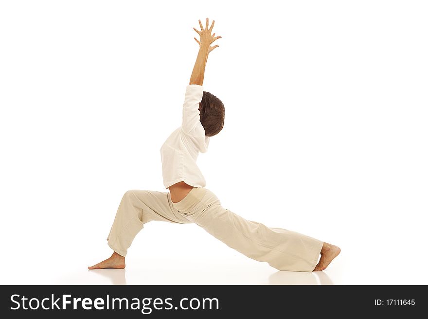 Young woman doing yoga exercises