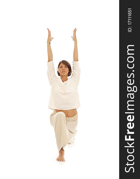 Young woman doing yoga exercises