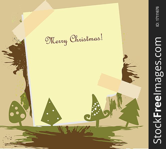 Paper blank with abstract christmas tree