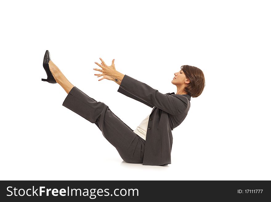 Young Businesswoman Doing Yoga