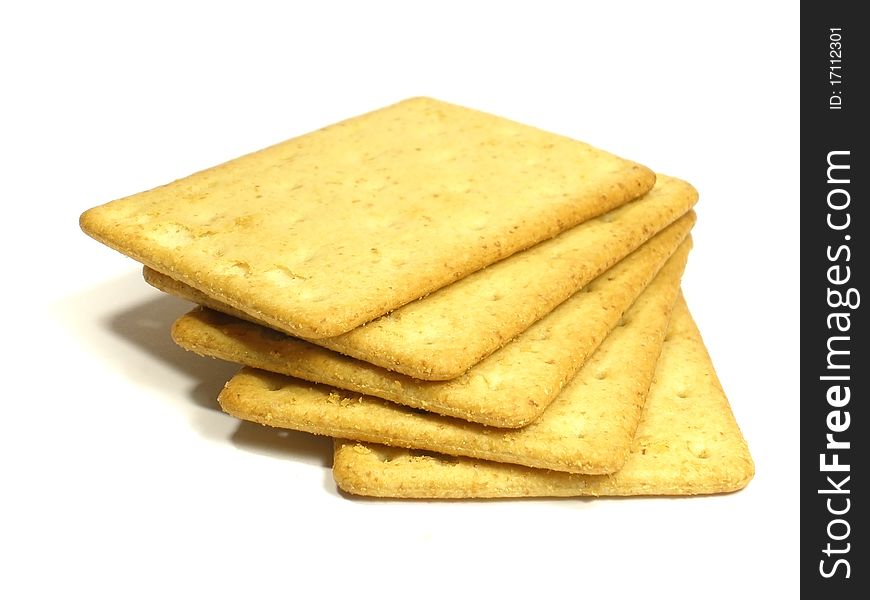 Salted crackers on the white isolate background