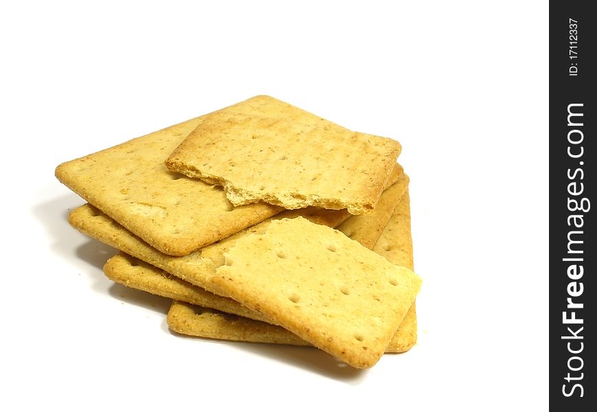 Salted crackers on the white isolate background