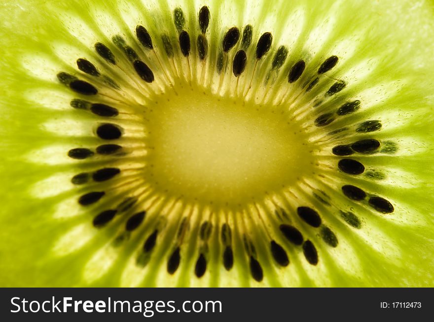 Kiwi slice closeup. Abstract background. Kiwi slice closeup. Abstract background.