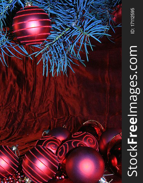 Christmas decoration on red background