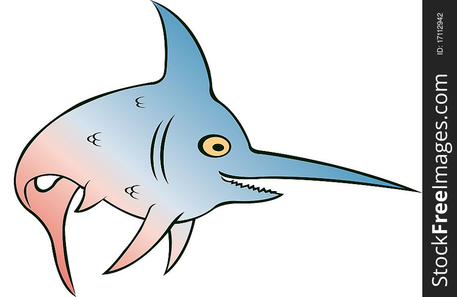 Vector Illustration of a cartoon Swordfish
