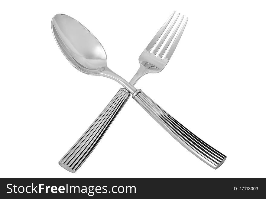 Cutlery lying on a white background