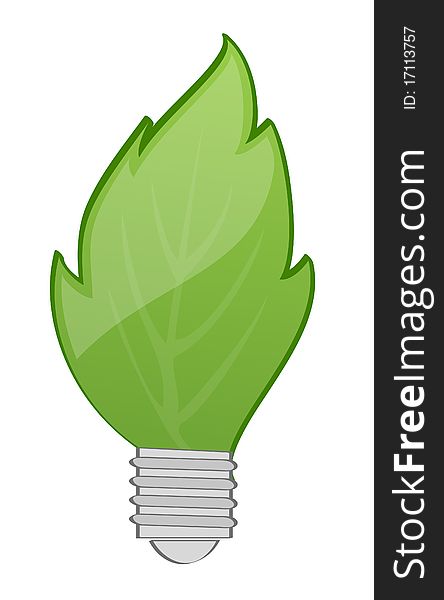 Leaf lightbulb a green idea or energy source
