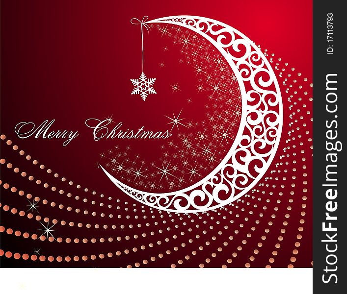 Christmas And New Year Card With Moon