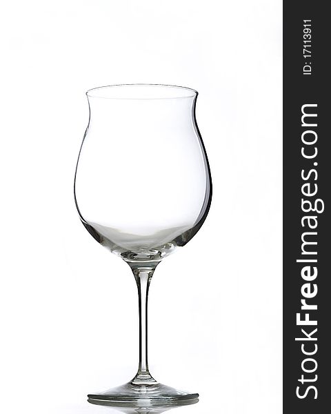 Red wine glass, on the white backgound