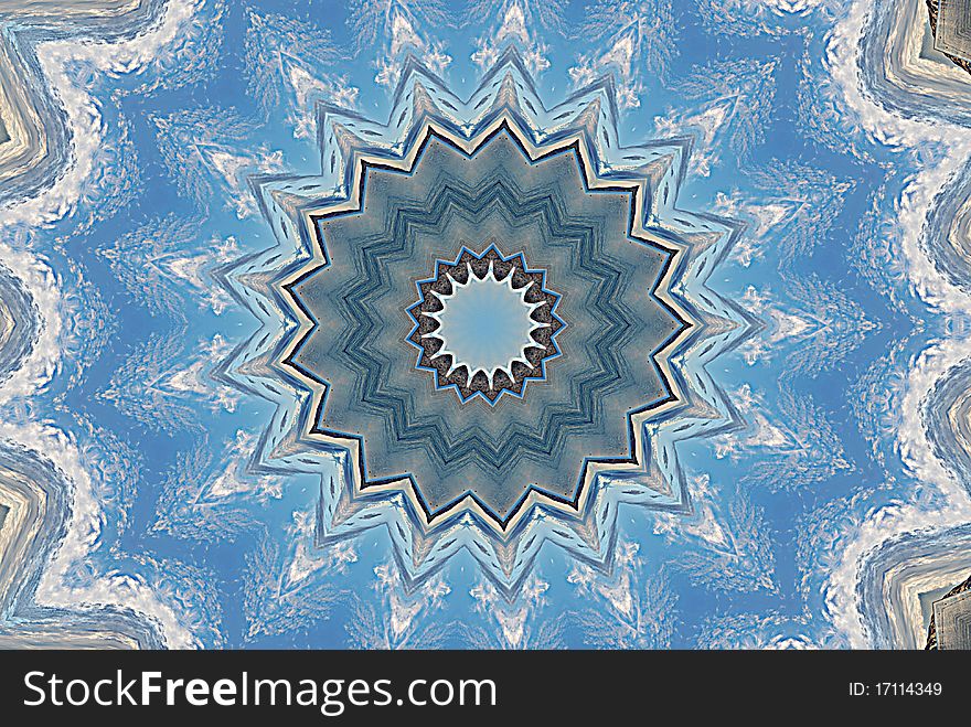 Snowflake Blue Star Kaleidoscope Pattern