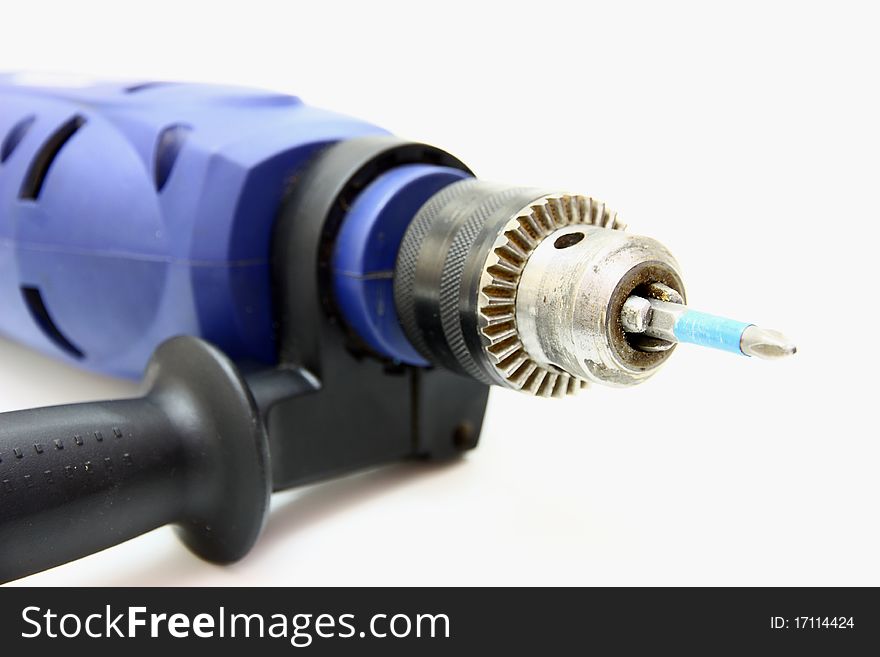 The electric drill on white background with clipping path