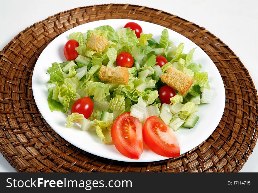 Fresh and healthy salad for lunch time at table