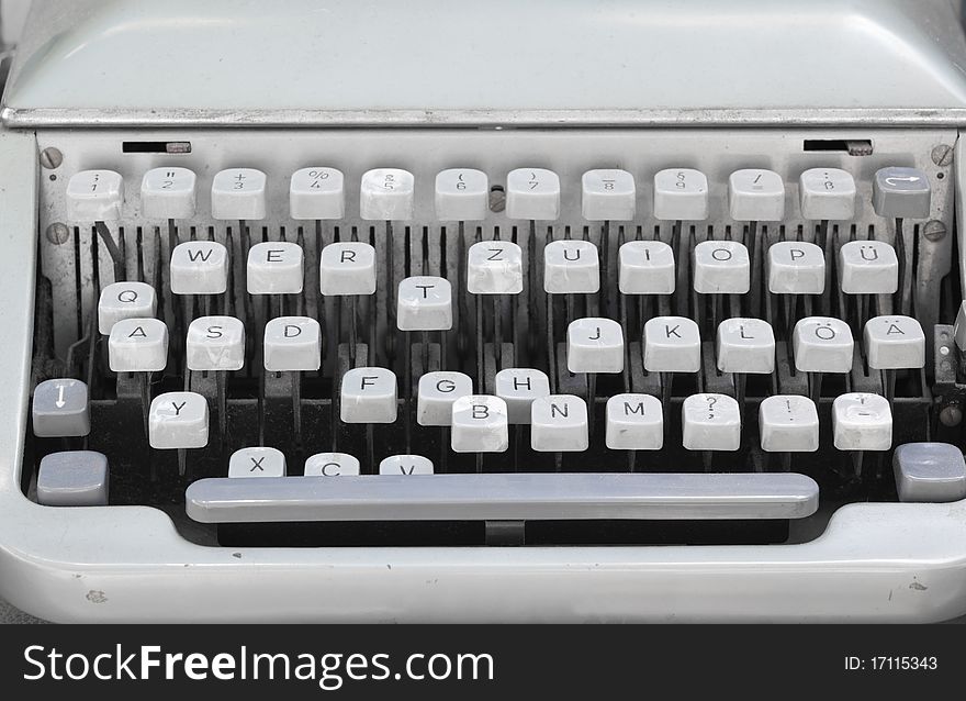 Retro typewriter ,old blue color