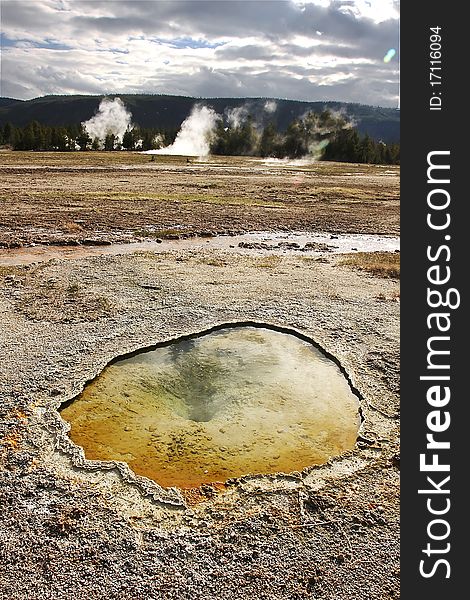 Natural pool. Hot spring, Yellowstone National Park. Wyoming. US. Natural pool. Hot spring, Yellowstone National Park. Wyoming. US