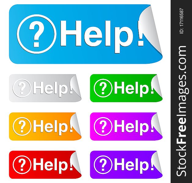 Help and question mark on the sticker ; easy editable. Help and question mark on the sticker ; easy editable