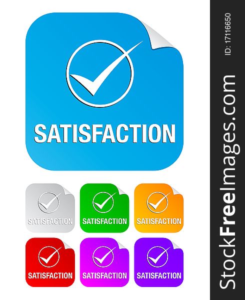 Satisfaction check mark on the sticker ; easy editable vector. Satisfaction check mark on the sticker ; easy editable vector