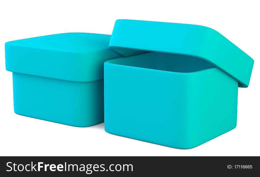 Blue blank boxes isolated on white background