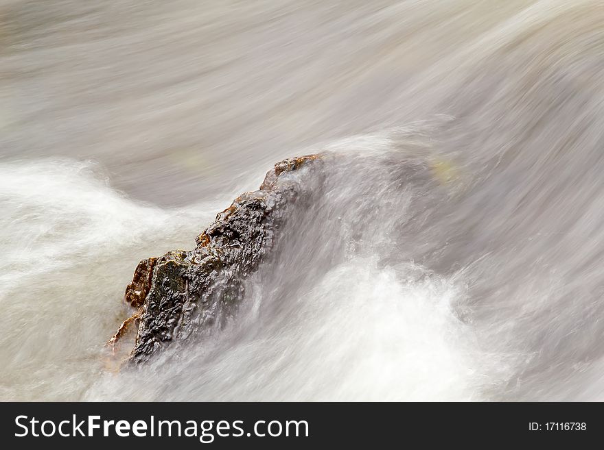 Detail of Falls on the small mountain river in autumn