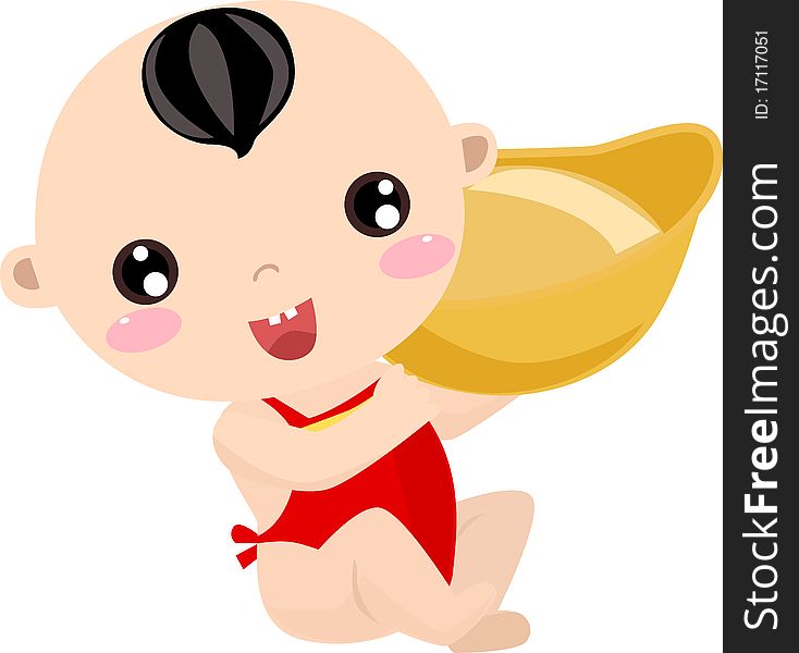 Illustration of A chinese baby. Illustration of A chinese baby