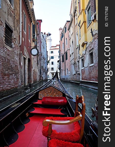 Venice seen from a gondola, vertical shot. Venice seen from a gondola, vertical shot.