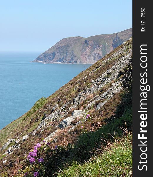 Above Lynmouth in Exmoor, Foreland Point rises above the Bristol Channel. Above Lynmouth in Exmoor, Foreland Point rises above the Bristol Channel