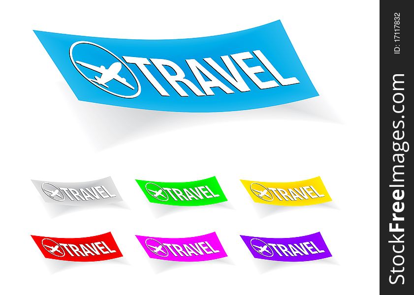 Travel icon on the sticker ; easy editable vector. Travel icon on the sticker ; easy editable vector