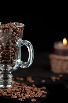 Coffee Beans And Burning Candle Royalty Free Stock Image Coffee Beans And Burning Candle Royalty Free Stock Image