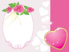 Bouquet Of Pink Roses With Heart. Valentines Card Royalty Free Stock Image Bouquet Of Pink Roses With Heart. Valentines Card Royalty Free Stock Image
