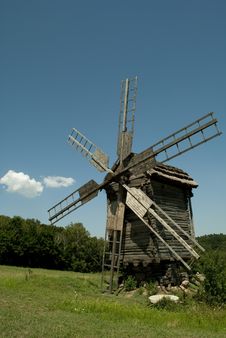 Old Wooden Wind Mill Royalty Free Stock Image