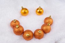 Christmas Spheres On The White Fur Royalty Free Stock Photography