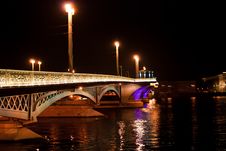 Night Bridge In St. Petersburg City Royalty Free Stock Image