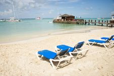 Blue Chairs On Tropical Beach Stock Photography