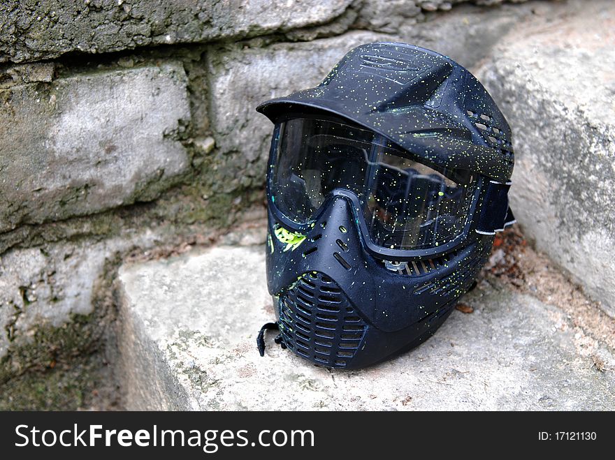 Still life shoot of paintball mask protection