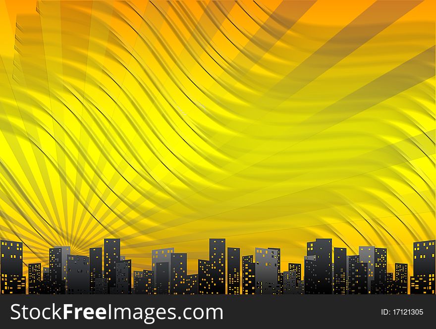 Big City Skyline, Yellow Background