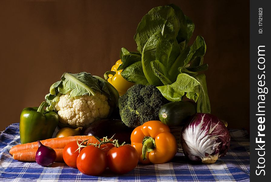 Fresh vegetables on dark background