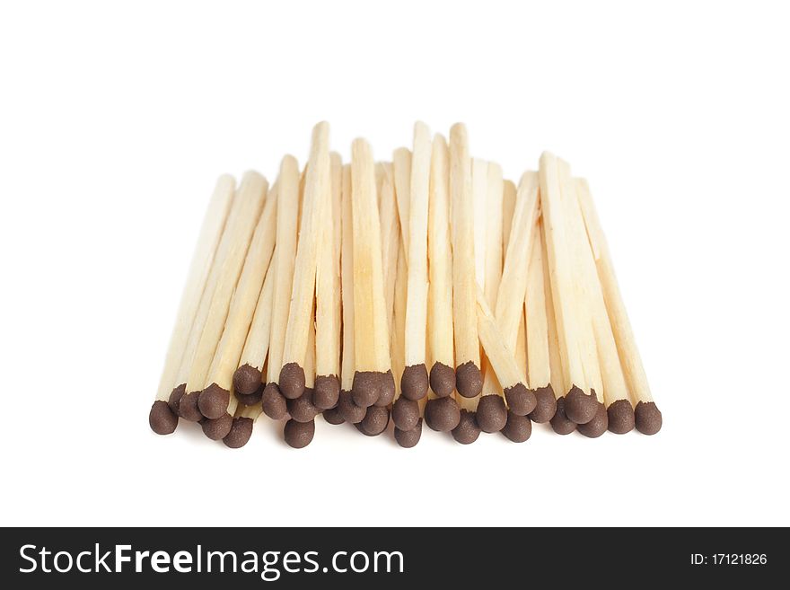 Heap of matches are isolated on a white background