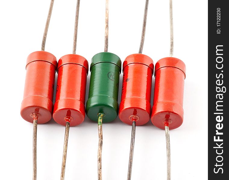 Resistors on a white background