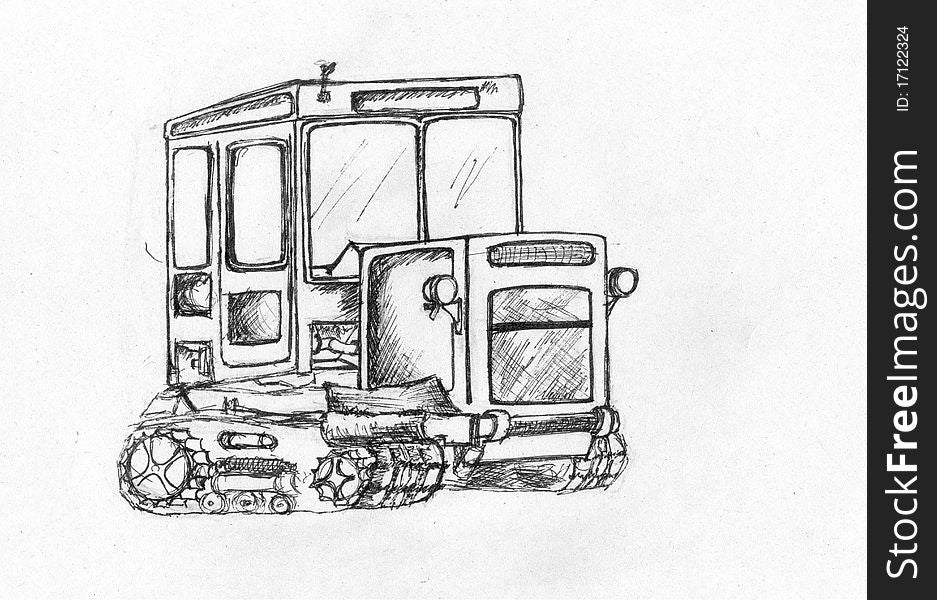 Tractor. Series of vehicles. Child style drawing