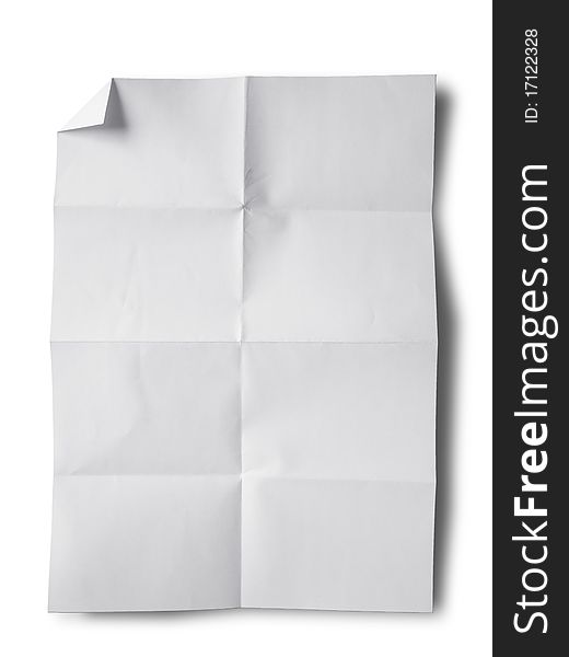 Empty white Crumpled paper on white background vertical